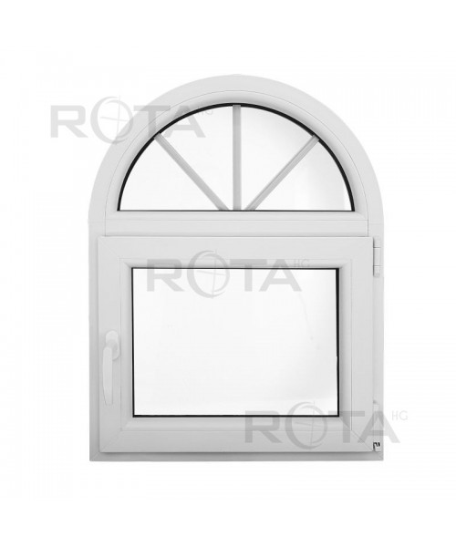 Bogen Dreh-Kipp Fenster 700x900 Weiss Kunststoff mit Sprossen