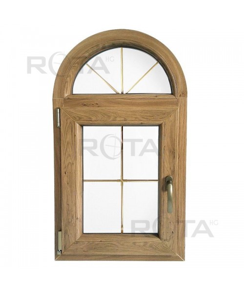 Bogenfenster Dreh-Kipp 570x1000 Winchester mit Gold sprossen 