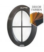 Ovalfenster Kipp Dekorfarbe Kunststoff mit Aufgesetzte Sprossen