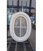 Oval Kippfenster 785 x 1285 Kunststoff Weiss mit Aufgesetzten Sondersprossen