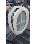 Oval Kippfenster 785 x 1285 Kunststoff Weiss mit Aufgesetzten Sondersprossen