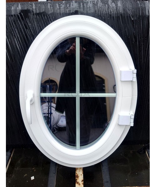 Oval Kippfenster 600 x 800 Kunststoff Weiss mit Sprossen