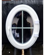Oval Kippfenster 600 x 800 Kunststoff Weiss mit Sprossen