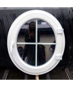 Oval Drehfenster 700 x 800 Kunststoff Weiss mit Sprossen