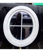 Oval Drehfenster 700 x 800 Kunststoff Weiss mit Sprossen