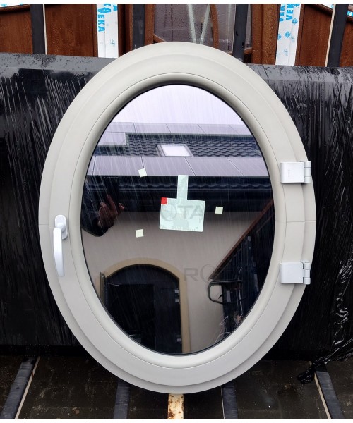 Oval Drehfenster 700 x 900 Kunststoff RAL 7030