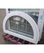 Bogenfenster Kipp 1250 x 800 Kunststoff Weiss mit Renovation Flosse 21mm