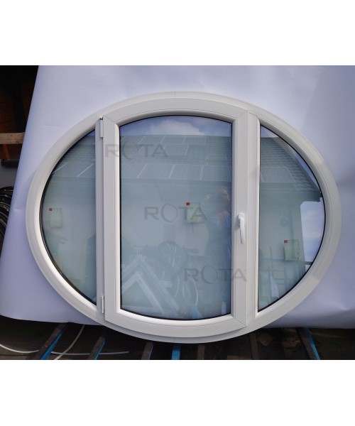 Oval Fenster Dreh mit Fest 1630 x 1300 Kunststoff Weiss / Anthrazitgrau