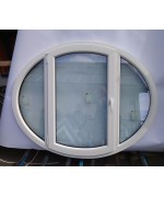 Oval Fenster Dreh mit Fest 1630 x 1300 Kunststoff Weiss / Anthrazitgrau