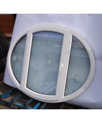 Oval Fenster Dreh mit Fest 1630 x 1300 Kunststoff Weiss / Anthrazitgrau