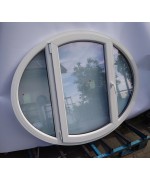 Oval Fenster Dreh mit Fest 1630 x 1300 Kunststoff Weiss / Anthrazitgrau