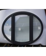 Oval Fenster Dreh mit Fest 1630 x 1300 Kunststoff Weiss / Anthrazitgrau