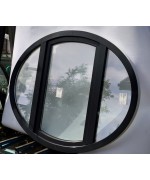 Oval Fenster Dreh mit Fest 1630 x 1300 Kunststoff Weiss / Anthrazitgrau