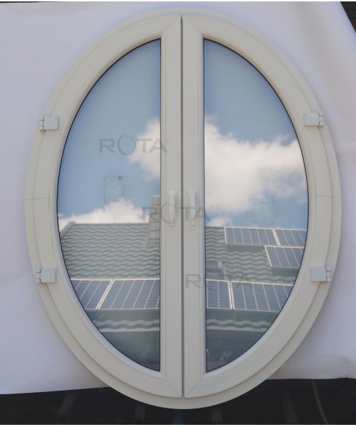 Oval Fenster 2 Flügel 1200 x 1530 Kunststoff Weiss / Anthrazitgrau