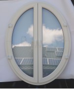 Oval Fenster 2 Flügel 1200 x 1530 Kunststoff Weiss / Anthrazitgrau