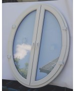 Oval Fenster 2 Flügel 1200 x 1530 Kunststoff Weiss / Anthrazitgrau