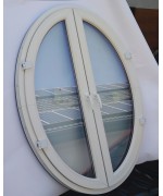 Oval Fenster 2 Flügel 1200 x 1530 Kunststoff Weiss / Anthrazitgrau