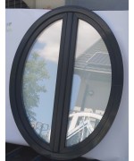 Oval Fenster 2 Flügel 1200 x 1530 Kunststoff Weiss / Anthrazitgrau