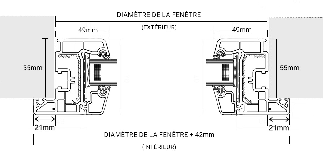 Dimensions de la fenêtre ronde 500mm avec collerette